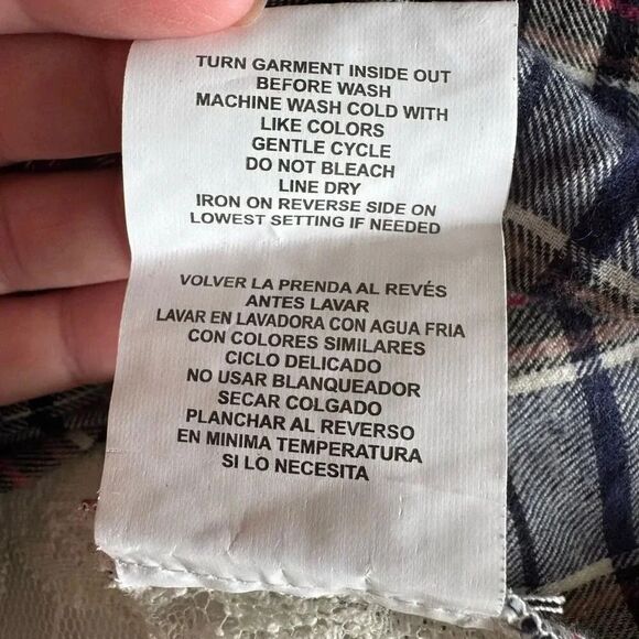 Altar’d State Shirt Button Front Blue Plaid Flannel Mixed Media Lace SZ L #2315 - Picture 13 of 15